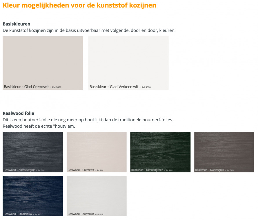 Kleurenmogelijkheden voor kunststof kozijnen